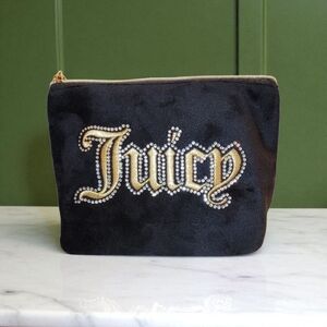 Juicy Couture Black Gold Bling Makeup Case Bag w/ Travel Bottle